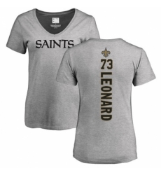 NFL Women's Nike New Orleans Saints #73 Rick Leonard Ash Backer V-Neck T-Shirt