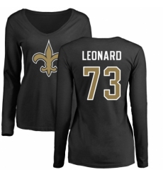 NFL Women's Nike New Orleans Saints #73 Rick Leonard Black Name & Number Logo Slim Fit Long Sleeve T-Shirt