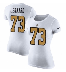 NFL Women's Nike New Orleans Saints #73 Rick Leonard White Rush Pride Name & Number T-Shirt