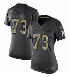 Women's Nike New Orleans Saints #73 Rick Leonard Limited Black 2016 Salute to Service NFL Jersey