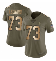 Women's Nike New Orleans Saints #73 Rick Leonard Limited Olive/Gold 2017 Salute to Service NFL Jersey