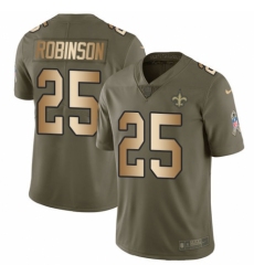 Men's Nike New Orleans Saints #25 Patrick Robinson Limited Olive/Gold 2017 Salute to Service NFL Jersey