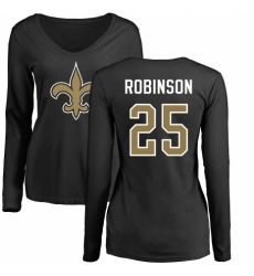 NFL Women's Nike New Orleans Saints #25 Patrick Robinson Black Name & Number Logo Slim Fit Long Sleeve T-Shirt