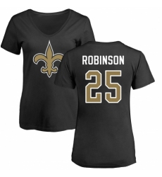 NFL Women's Nike New Orleans Saints #25 Patrick Robinson Black Name & Number Logo Slim Fit T-Shirt
