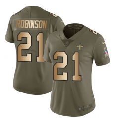 Women's Nike New Orleans Saints #21 Patrick Robinson Limited Olive Gold 2017 Salute to Service NFL Jersey