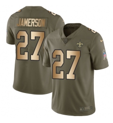 Men's Nike New Orleans Saints #27 Natrell Jamerson Limited Olive Gold 2017 Salute to Service NFL Jersey