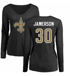 NFL Women's Nike New Orleans Saints #30 Natrell Jamerson Black Name & Number Logo Slim Fit Long Sleeve T-Shirt