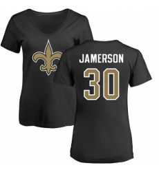 NFL Women's Nike New Orleans Saints #30 Natrell Jamerson Black Name & Number Logo Slim Fit T-Shirt