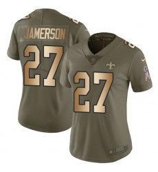 Women's Nike New Orleans Saints #27 Natrell Jamerson Limited Olive Gold 2017 Salute to Service NFL Jersey