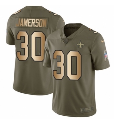 Youth Nike New Orleans Saints #30 Natrell Jamerson Limited Olive/Gold 2017 Salute to Service NFL Jersey