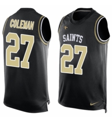 Men's Nike New Orleans Saints #27 Kurt Coleman Limited Black Player Name & Number Tank Top NFL Jersey