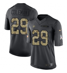 Men's Nike New Orleans Saints #29 Kurt Coleman Limited Black 2016 Salute to Service NFL Jersey