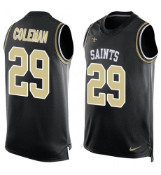 Men's Nike New Orleans Saints #29 Kurt Coleman Limited Black Player Name & Number Tank Top NFL Jersey