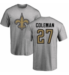 NFL Nike New Orleans Saints #27 Kurt Coleman Ash Name & Number Logo T-Shirt