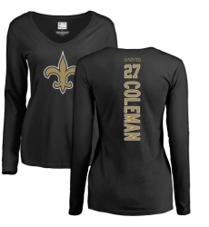 NFL Women's Nike New Orleans Saints #27 Kurt Coleman Black Backer Slim Fit Long Sleeve T-Shirt