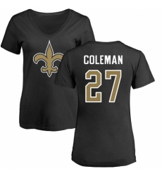 NFL Women's Nike New Orleans Saints #27 Kurt Coleman Black Name & Number Logo Slim Fit T-Shirt