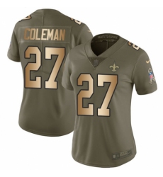Women's Nike New Orleans Saints #27 Kurt Coleman Limited Olive/Gold 2017 Salute to Service NFL Jersey