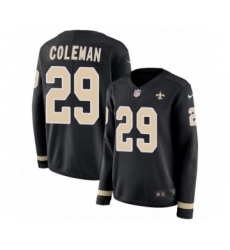 Women's Nike New Orleans Saints #29 Kurt Coleman Limited Black Therma Long Sleeve NFL Jersey