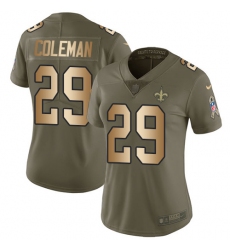 Women's Nike New Orleans Saints #29 Kurt Coleman Limited Olive Gold 2017 Salute to Service NFL Jersey