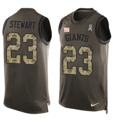 Men's Nike New York Giants #23 Jonathan Stewart Limited Green Salute to Service Tank Top NFL Jersey