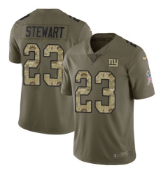 Men's Nike New York Giants #23 Jonathan Stewart Limited Olive Camo 2017 Salute to Service NFL Jersey