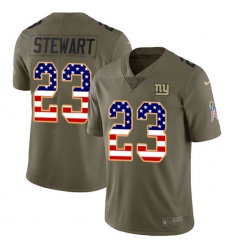 Men's Nike New York Giants #23 Jonathan Stewart Limited Olive USA Flag 2017 Salute to Service NFL Jersey