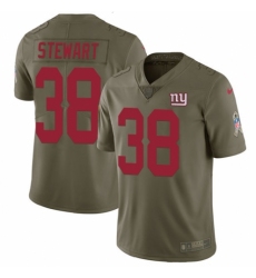 Men's Nike New York Giants #38 Jonathan Stewart Limited Olive 2017 Salute to Service NFL Jersey
