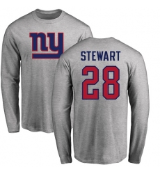 NFL Nike New York Giants #28 Jonathan Stewart Ash Name & Number Logo Long Sleeve T-Shirt