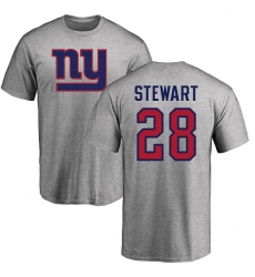 NFL Nike New York Giants #28 Jonathan Stewart Ash Name & Number Logo T-Shirt