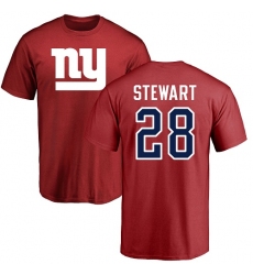 NFL Nike New York Giants #28 Jonathan Stewart Red Name & Number Logo T-Shirt