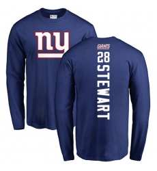 NFL Nike New York Giants #28 Jonathan Stewart Royal Blue Backer Long Sleeve T-Shirt
