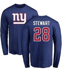NFL Nike New York Giants #28 Jonathan Stewart Royal Blue Name & Number Logo Long Sleeve T-Shirt