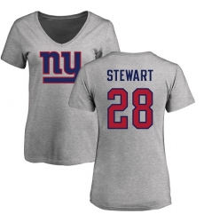 NFL Women's Nike New York Giants #28 Jonathan Stewart Ash Name & Number Logo T-Shirt
