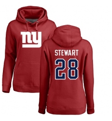 NFL Women's Nike New York Giants #28 Jonathan Stewart Red Name & Number Logo Pullover Hoodie