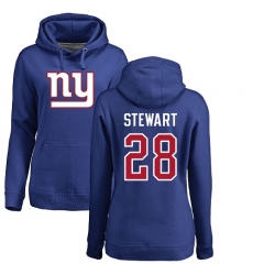 NFL Women's Nike New York Giants #28 Jonathan Stewart Royal Blue Name & Number Logo Pullover Hoodie