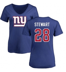 NFL Women's Nike New York Giants #28 Jonathan Stewart Royal Blue Name & Number Logo T-Shirt