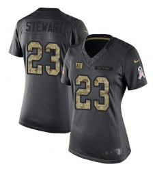 Women's Nike New York Giants #23 Jonathan Stewart Limited Black 2016 Salute to Service NFL Jersey