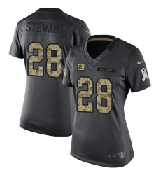 Women's Nike New York Giants #28 Jonathan Stewart Limited Black 2016 Salute to Service NFL Jersey