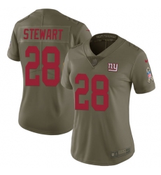 Women's Nike New York Giants #28 Jonathan Stewart Limited Olive 2017 Salute to Service NFL Jersey