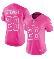 Women's Nike New York Giants #28 Jonathan Stewart Limited Pink Rush Fashion NFL Jersey