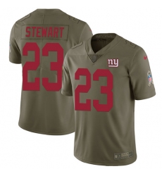 Youth Nike New York Giants #23 Jonathan Stewart Limited Olive 2017 Salute to Service NFL Jersey