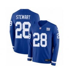Youth Nike New York Giants #28 Jonathan Stewart Limited Royal Blue Therma Long Sleeve NFL Jersey