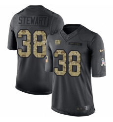Youth Nike New York Giants #38 Jonathan Stewart Limited Black 2016 Salute to Service NFL Jersey