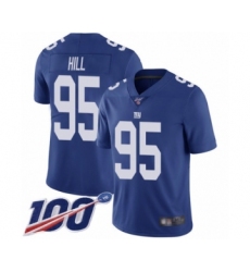 Men's New York Giants #95 B.J. Hill Royal Blue Team Color Vapor Untouchable Limited Player 100th Season Football Jersey