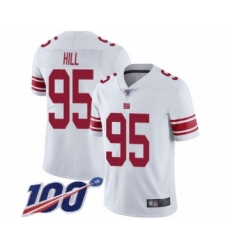 Men's New York Giants #95 B.J. Hill White Vapor Untouchable Limited Player 100th Season Football Jersey