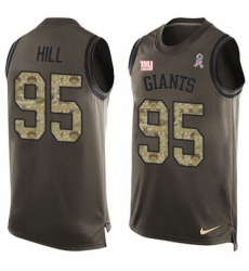 Men's Nike New York Giants #95 B.J. Hill Limited Green Salute to Service Tank Top NFL Jersey