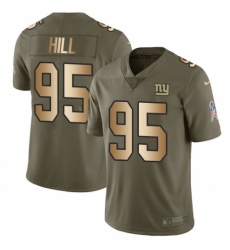 Men's Nike New York Giants #95 B.J. Hill Limited Olive/Gold 2017 Salute to Service NFL Jersey