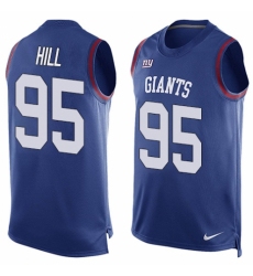 Men's Nike New York Giants #95 B.J. Hill Limited Royal Blue Player Name & Number Tank Top NFL Jersey