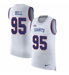 Men's Nike New York Giants #95 B.J. Hill White Rush Player Name & Number Tank Top NFL Jersey