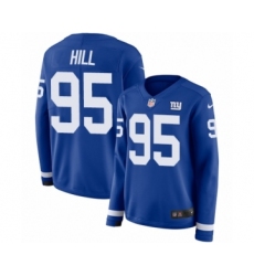 Women's Nike New York Giants #95 B.J. Hill Limited Royal Blue Therma Long Sleeve NFL Jersey